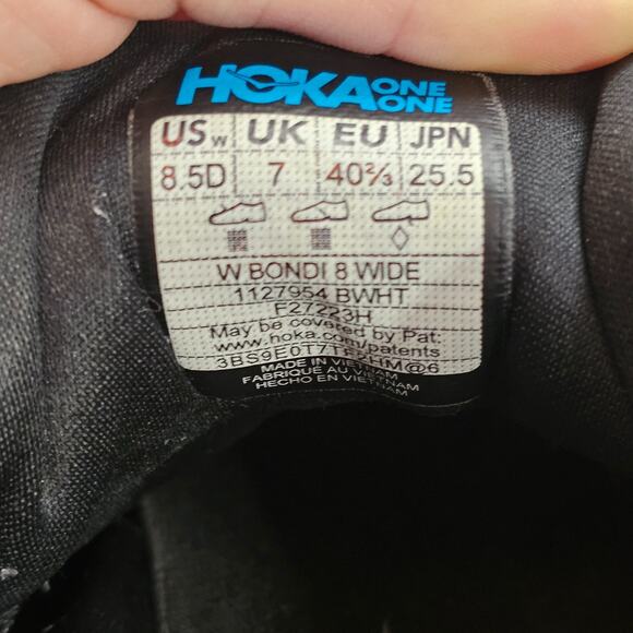 Hoka One One Bondi 8 Running Shoes Womens 8.5 Wide Black Cushioned Athletic Read - Picture 11 of 11